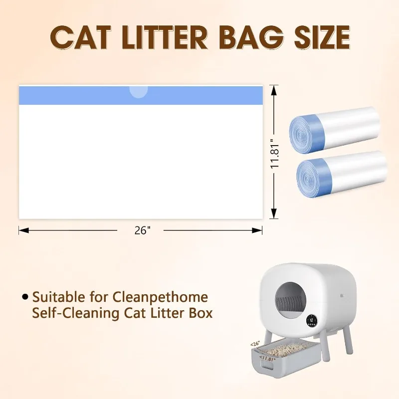Revestimientos para caja de arena extragrandes de 40 unidades, bolsas para receptáculos de residuos de arena para gatos para caja de arena para gatos autolimpiante Fumoi y Fsitego - imagen 2