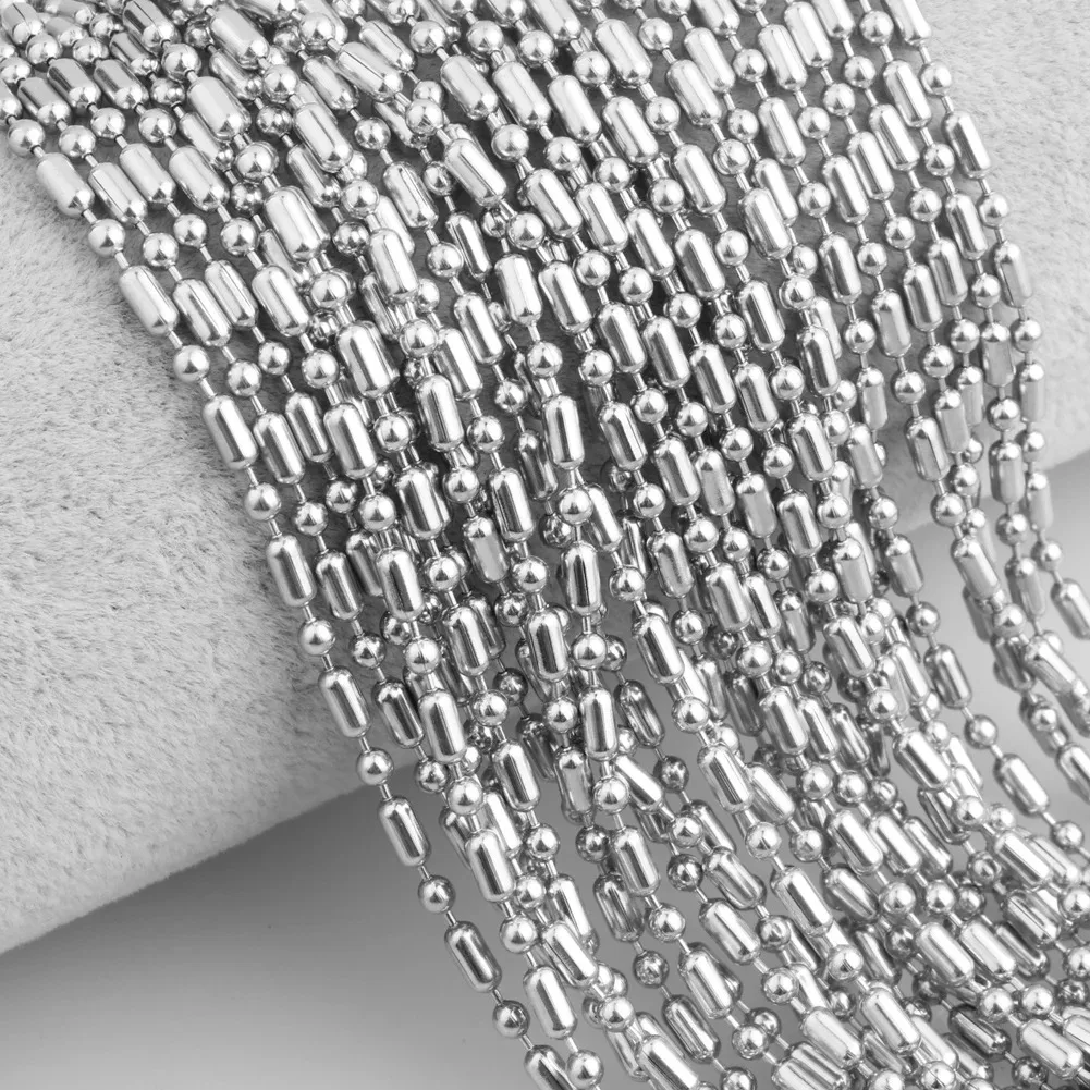 100 Uds. Collar de cadena de eslabones de bambú de acero inoxidable de Color plateado para etiqueta de identificación de perro accesorios colgantes accesorios de joyería DIY - imagen 5