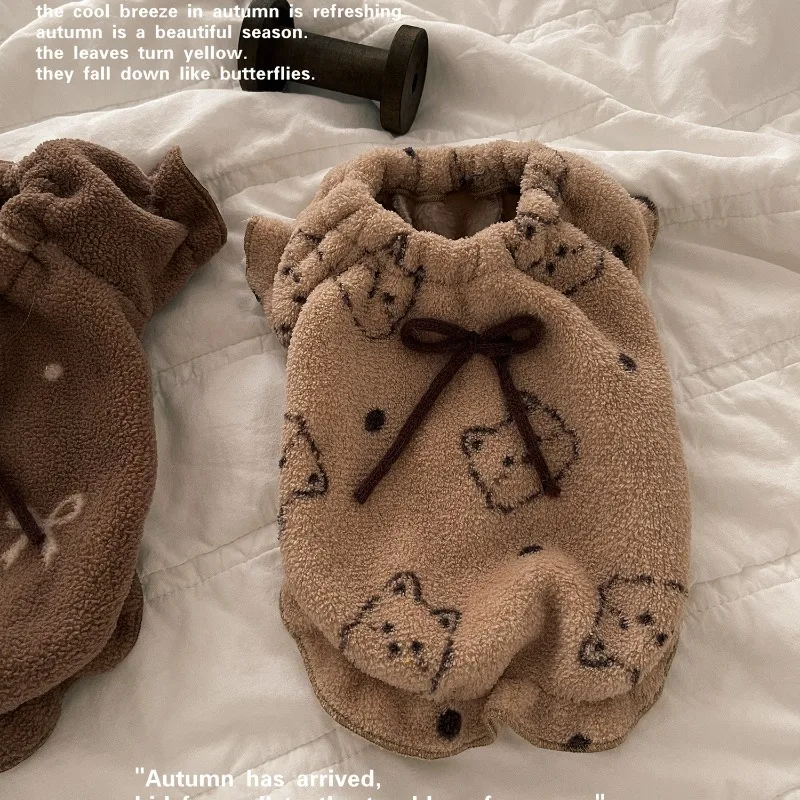 Chaleco de felpa cálido para invierno para mascotas, ropa de casa cálida de felpa de doble cara para gatos y otoño, ropa de dormir para perros pequeños, abrigo - imagen 3
