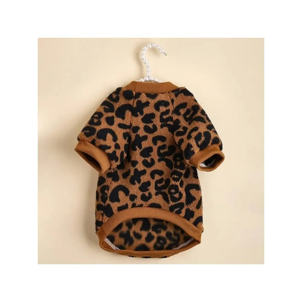 Jersey para cachorros, suéter para mascotas, suéter de invierno con estampado de leopardo, Bulldog Francés, suéter cálido de invierno, ropa para mascotas, ropa para perros - imagen 4