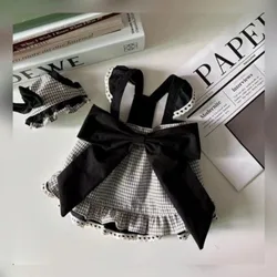 Falda de lazo con correa para mascotas, vestido de princesa a cuadros, ropa fina transpirable para gatos, vestido para perros, ropa para cachorros, ropa para perros pequeños