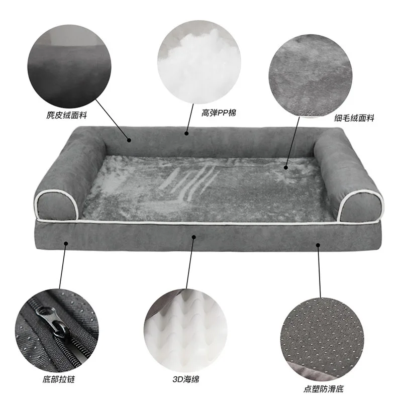 Cama para perro, sofá, sueño profundo, nido para mascotas, manta cuadrada gruesa y cálida para caniche, cojín impermeable, accesorios cómodos para perrera - imagen 5