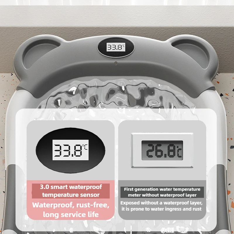 Lavabo de baño plegable para mascotas, Spa, gato, perro pequeño, soporte para bañera, baño para mascotas, bañera con sensor de temperatura Digital en tiempo Real con estera - imagen 3