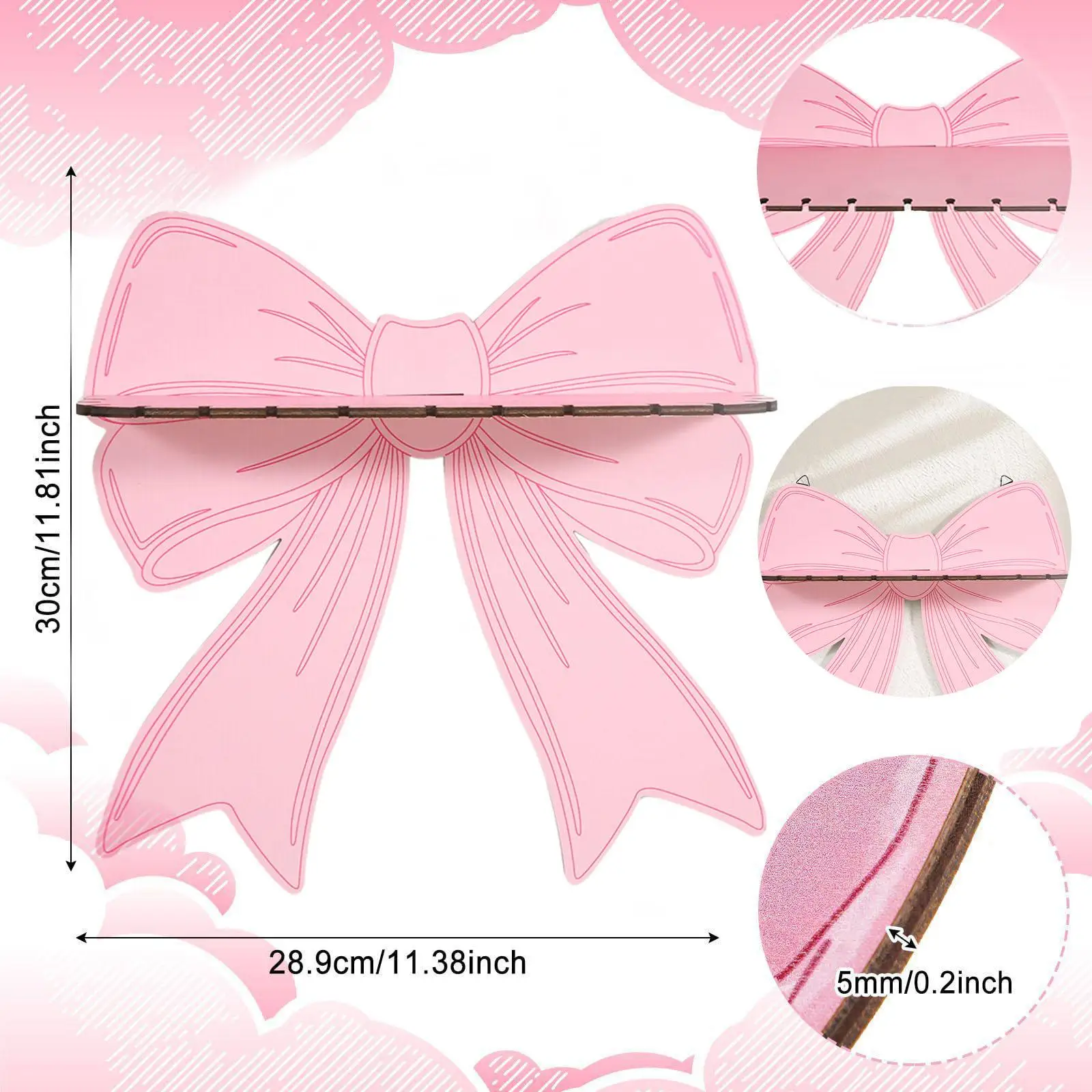 Pink Bow Floating Shelves Decor Multifunctional Single Layer Wall Hanging Shelf for Bedroom Home Girls Room Hanging Plants Pink Bow Floating Shelves Decor Multifunctional Single Layer Wall Hanging Shelf for Bedroom Home Girls Room Hanging Plants