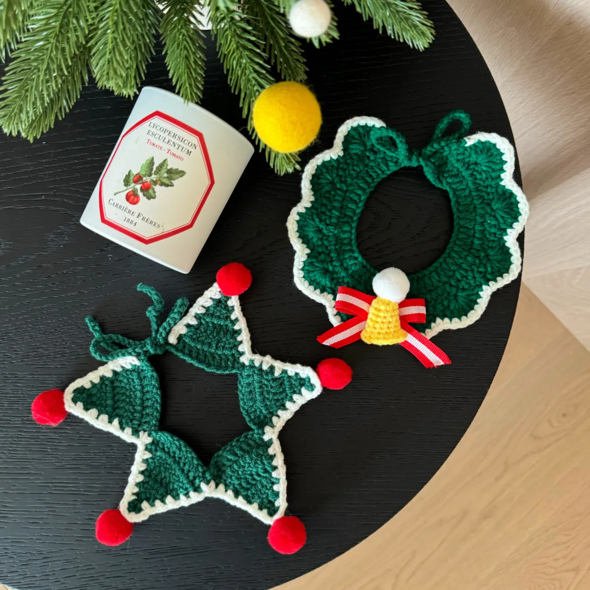 Collares para mascotas, collares navideños para mascotas, campanas para perros y gatos, bufandas tejidas de hilo de Reno, accesorios para perros pequeños y cachorros - imagen 5