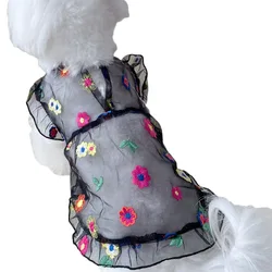Vestido floral bordado para perros pequeños – Shih Tzu y Chihuahua
