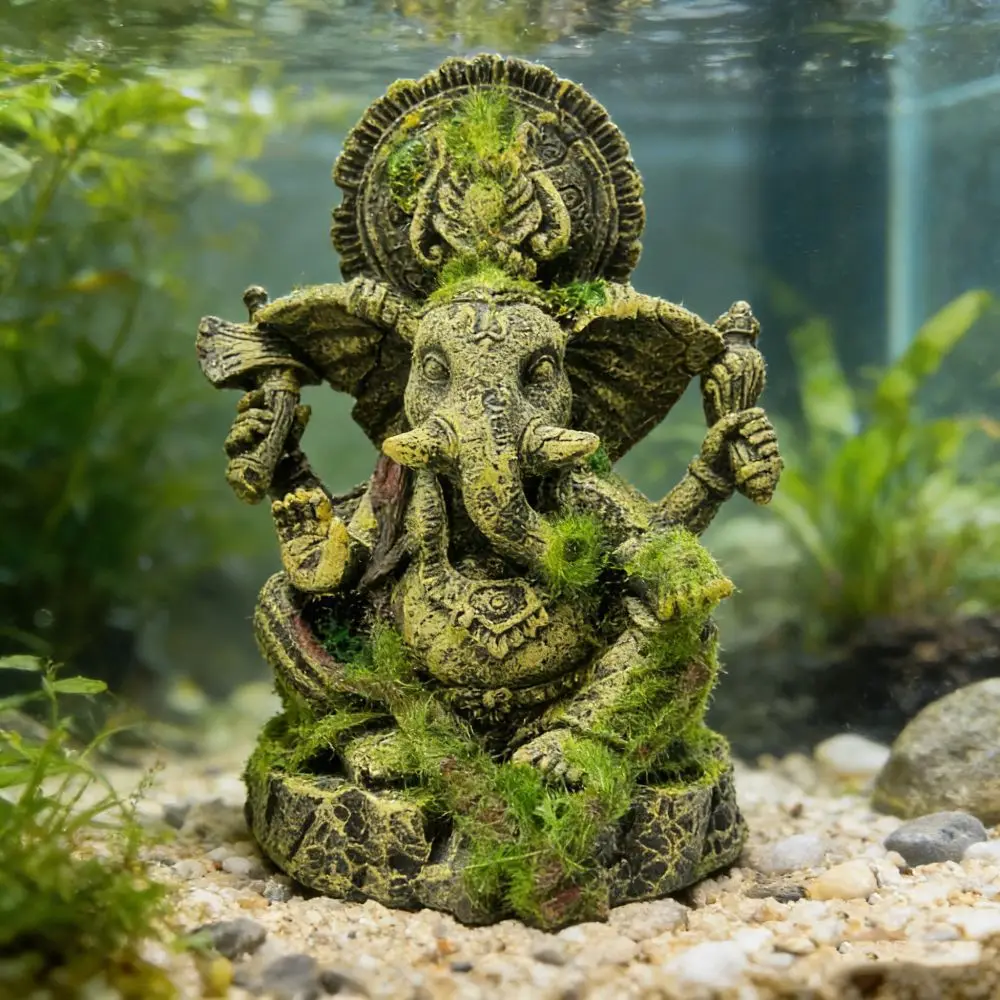 Figuras decorativas para acuario Buda y Ganesha en resina artesanal - imagen 4