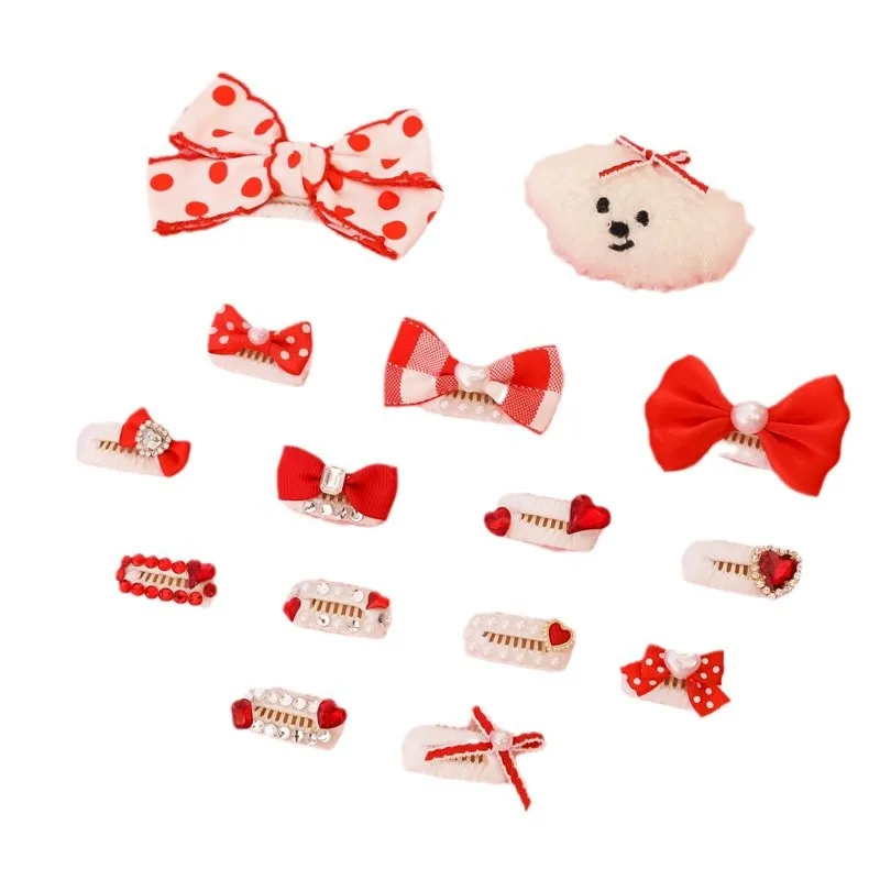 Clip BB a cuadros hecho a mano para mascotas, pinzas para el cabello, pelo largo, gato, maltés, perro pequeño, agua, diamante, tocado de amor, accesorios para cachorros - imagen 5