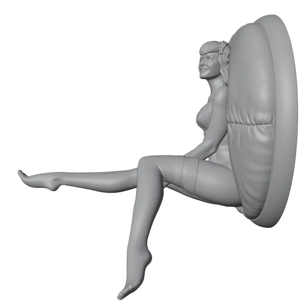 Figura miniatura resina chica sensual sofá redondo 3D sin colorear pintar - imagen 2