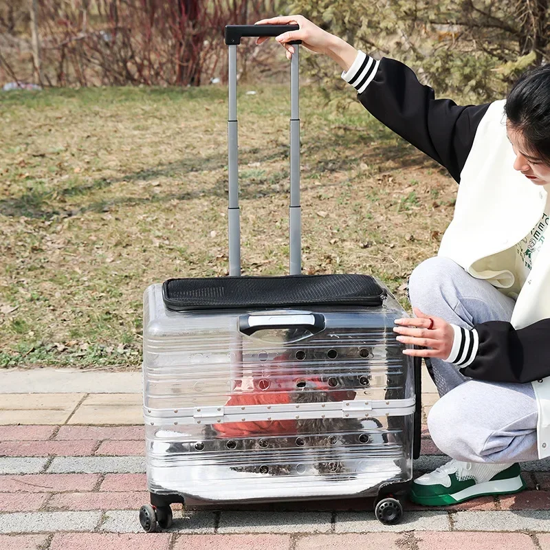 Nueva cubierta de carrito para mascotas, bolsa grande para gatos, gran capacidad, dos mascotas, maleta transparente, bolsa portátil para salida de perros, cochecito para gatos - imagen 3