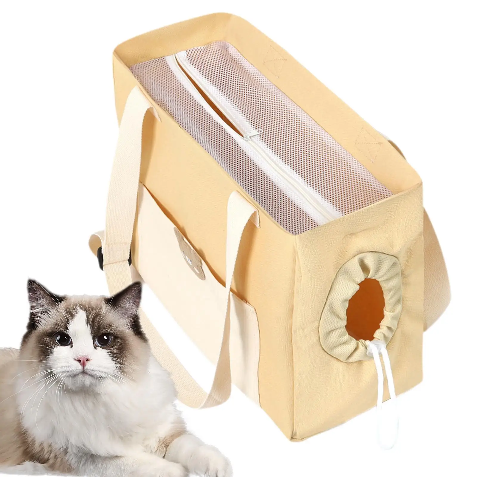 Cat Carrier Bag Handbag Comfortable Show Head for Transport Hiking Outdoor