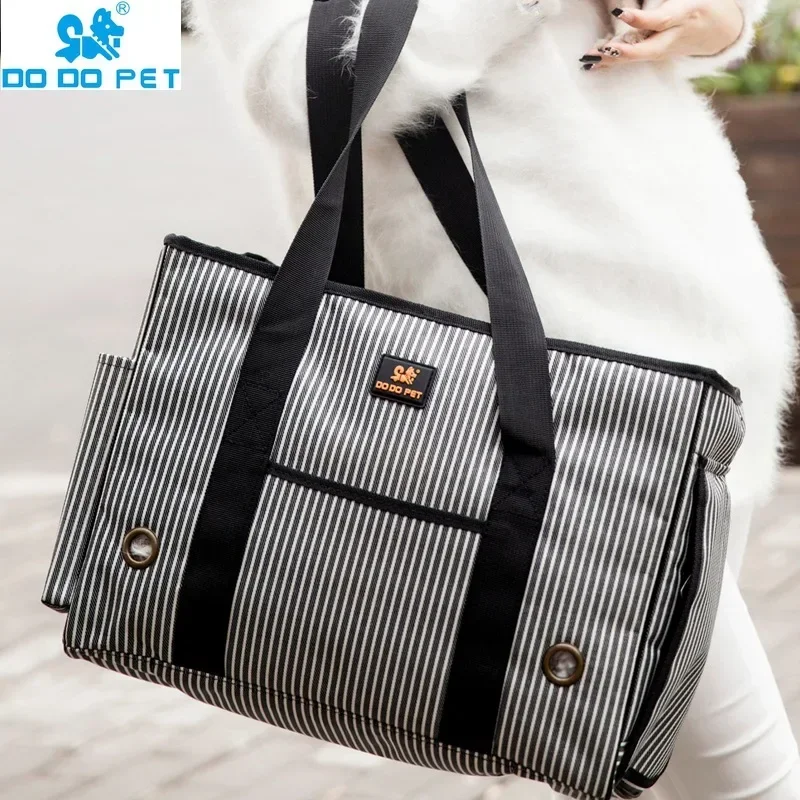 Mochila de mano para perro y gato, bolsa de transporte a rayas para perros pequeños - imagen 2