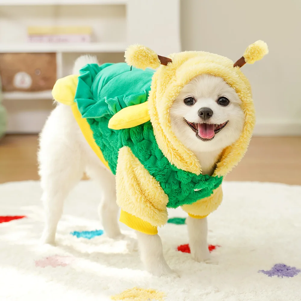 Ropa para perros, sudaderas con capucha de lana suave y cálida para perros pequeños, disfraz de Cosplay para cachorros y gatos, abrigo con capucha para mascotas, chaqueta con bolsa para tortugas - imagen 2
