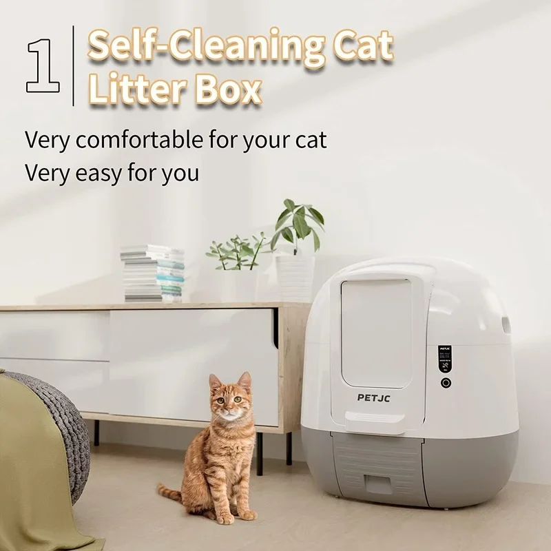 PETJC-caja de arena inteligente automática para gatos, máquina de heces completamente cerrada, orinal a prueba de salpicaduras, inodoro, autolimpieza, arenero para gatos - imagen 2
