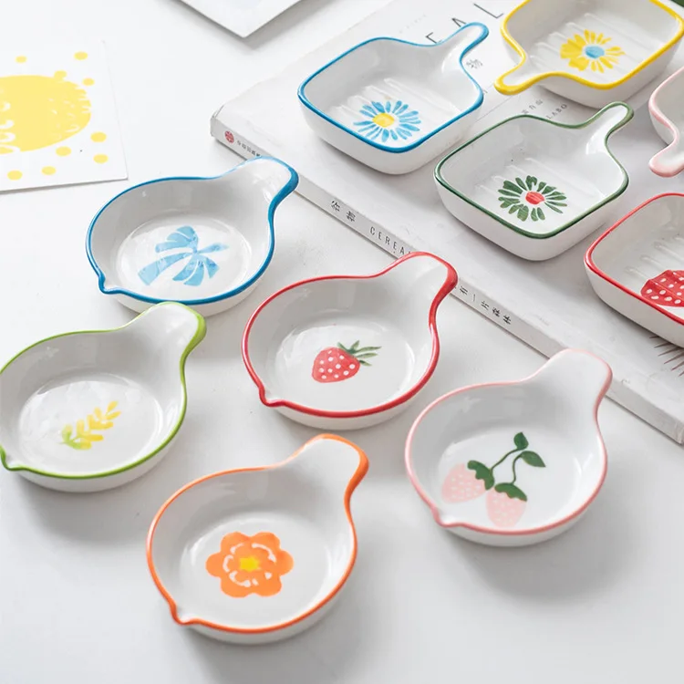 Accesorios para perros de moda, plato pequeño japonés, plato de cerámica para mascotas de dibujos animados, Mini mango creativo para el hogar, plato pequeño para gato y perro - imagen 4