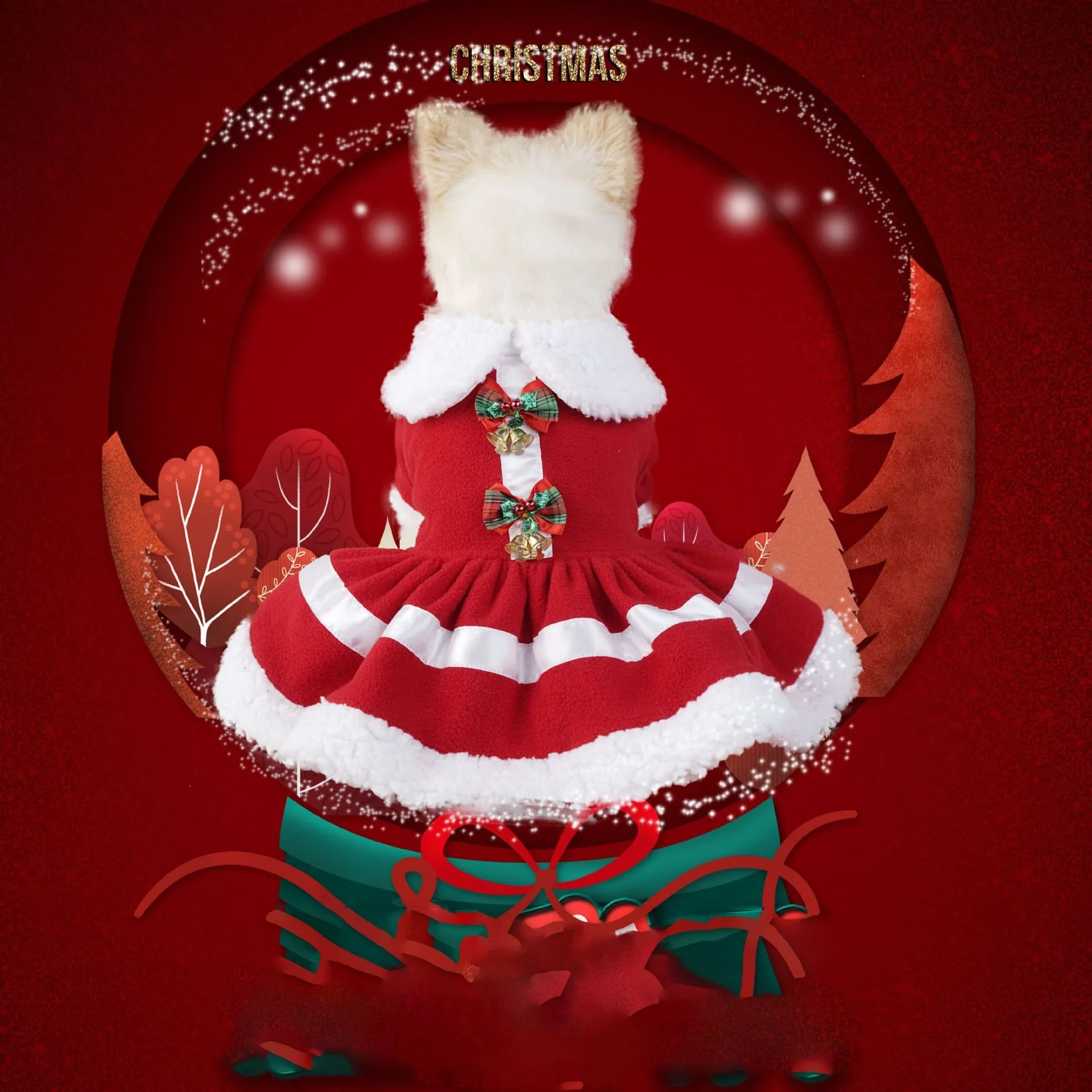 Ropa de Navidad, vestidos de lana para mascotas, vestidos de pastel para perros, suministros para fiesta de Navidad, ropa para mascotas pequeñas, ropa para cachorros