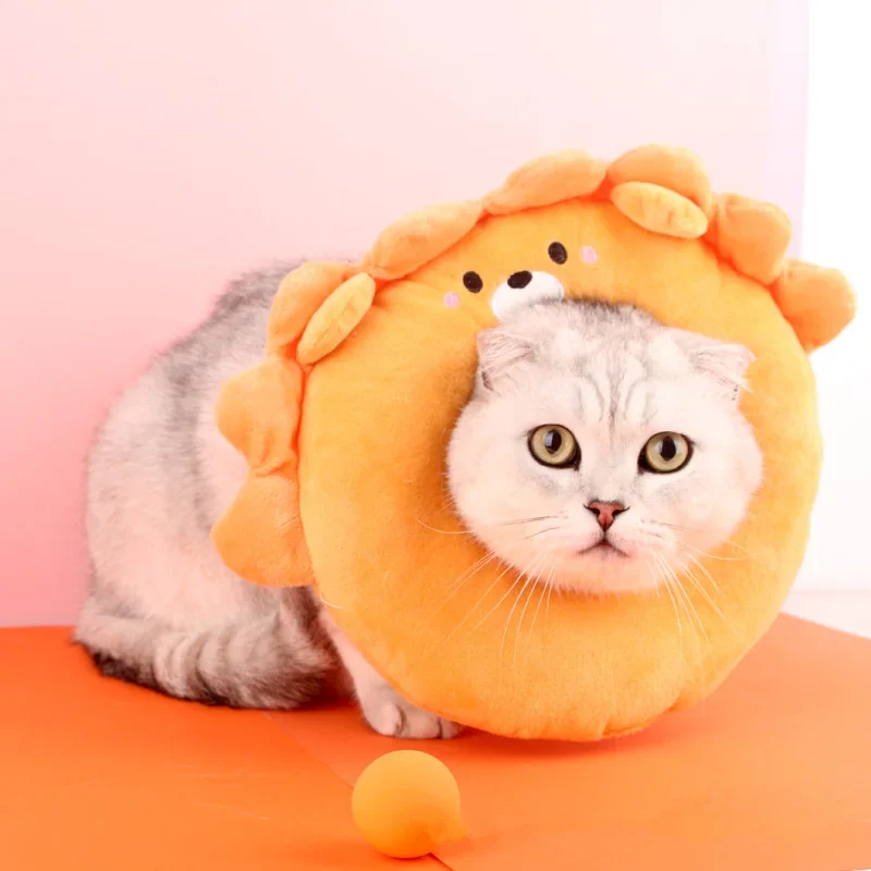 Anillo Elizabeth antipérdida para perro, Collar de tela suave con diseño de León/Crausa, cubierta para el cuello, auriculares bonitos para mascotas, suministros para gatos - imagen 3