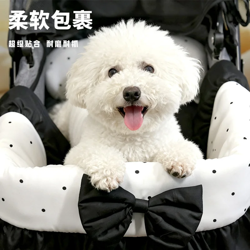 Juego de cojines para carrito de mascotas de lunares, cojín para asiento de carrito para perros, toalla antisuciedad para Saliva, caja Universal para cochecito de mascotas para gatos y perros - imagen 2