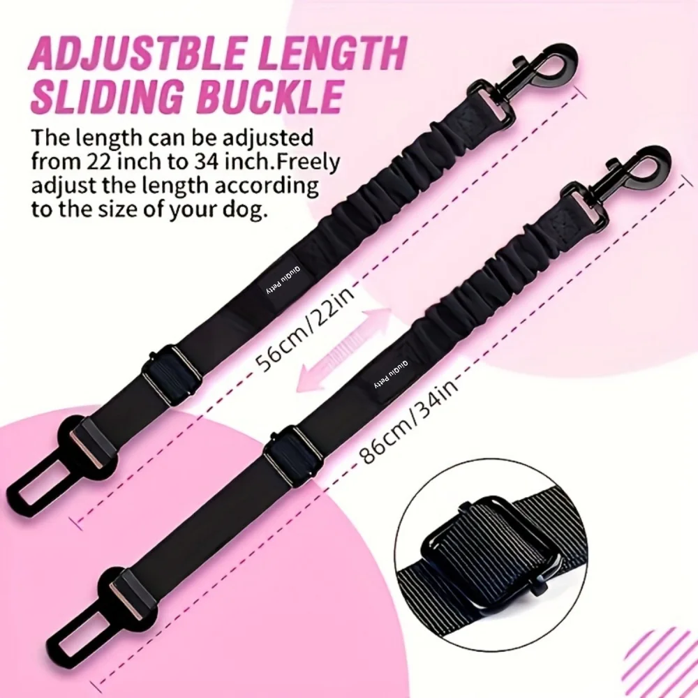 QiuqiuPetty-hebilla de seguridad para perros y mascotas, cuerda elástica de tracción de nailon grueso, fabricante de cinturón de seguridad retráctil, 3 uds. - imagen 3