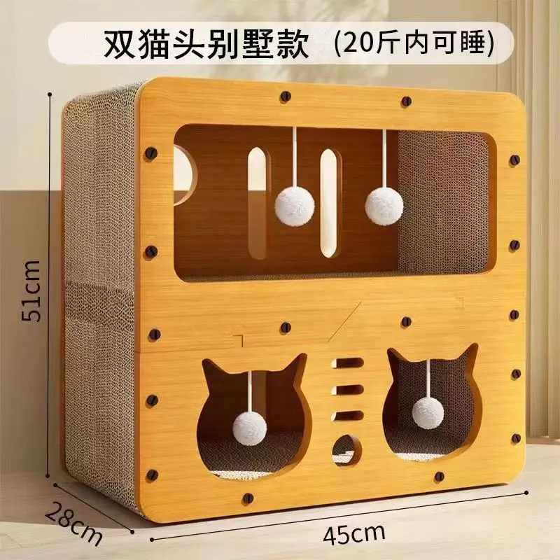 Rascador vertical para gatos, casa de cartón extra grande y cama nido - imagen 3