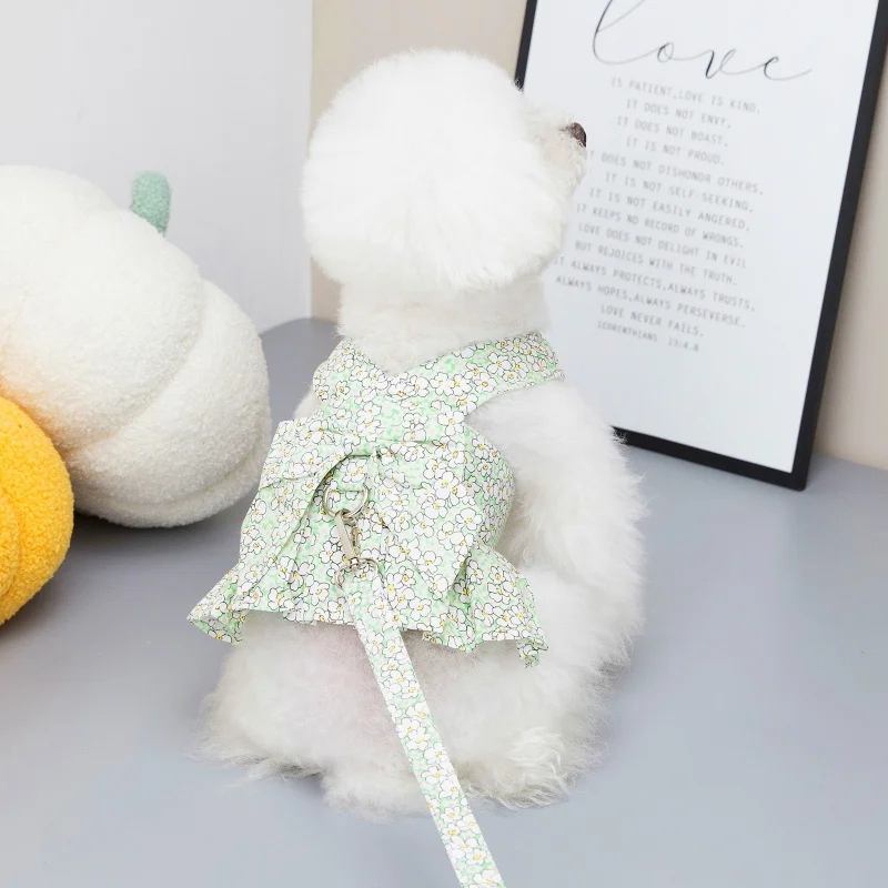 Correa transpirable para perro, conjunto de arnés estéreo con flores, chaleco para cachorro, Chihuahua, Yorkshire y Bulldog - imagen 5