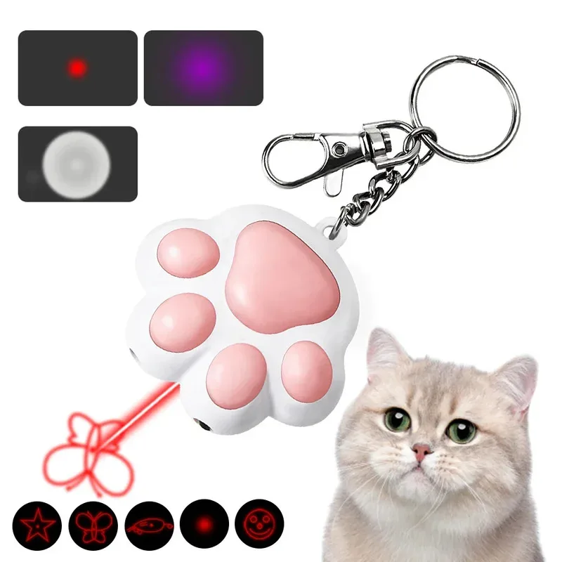 Patrón de transformación láser para mascotas, LED, lindo gato láser, juguete recargable, puntero de animación brillante interactivo, bolígrafo de luz, juguete de entrenamiento - imagen 2