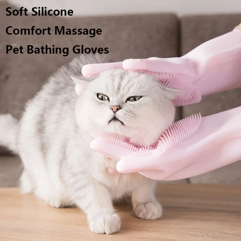 Guantes mágicos de silicona para limpieza de mascotas, esponja limpiadora de lavado de platos, depilación, champú de baño para perros y gatos - imagen 5