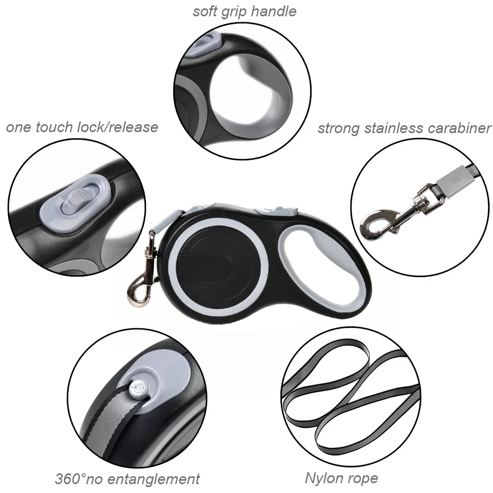 Correa para perro de 3m, 5m, 8m, 50kg, Collar de ruleta retráctil para accesorios para perros pequeños y grandes, cuerda ajustable duradera para caminar, senderismo, Bulldog - imagen 4