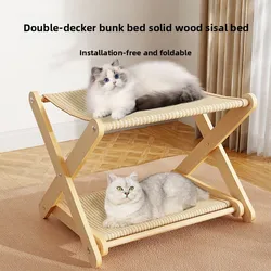 Rascador para gatos de madera maciza con hamaca y nido