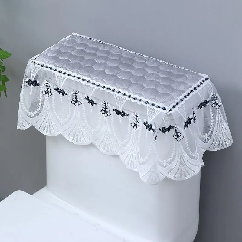 Cubierta Universal para tanque de inodoro, almohadilla antideslizante a prueba de polvo, cubierta de encaje, cubierta desmontable para inodoros, ropa, decoración del hogar - imagen 5