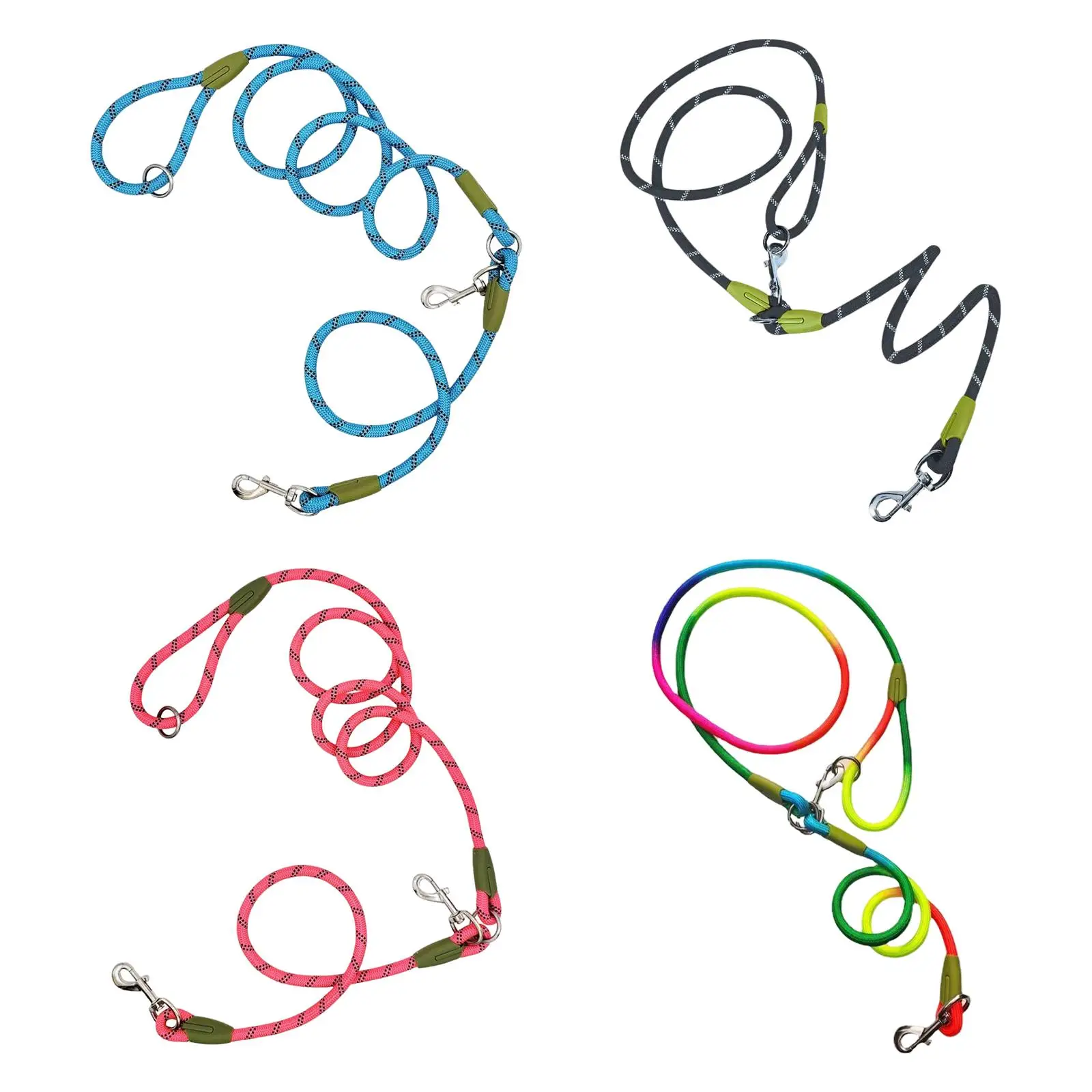 Heavy Duty Dog Leash Rope Hands Free Double Head Leashes Belt Braided Rope Polyester No Pull Slip Rope for Large Medium Dog Pet