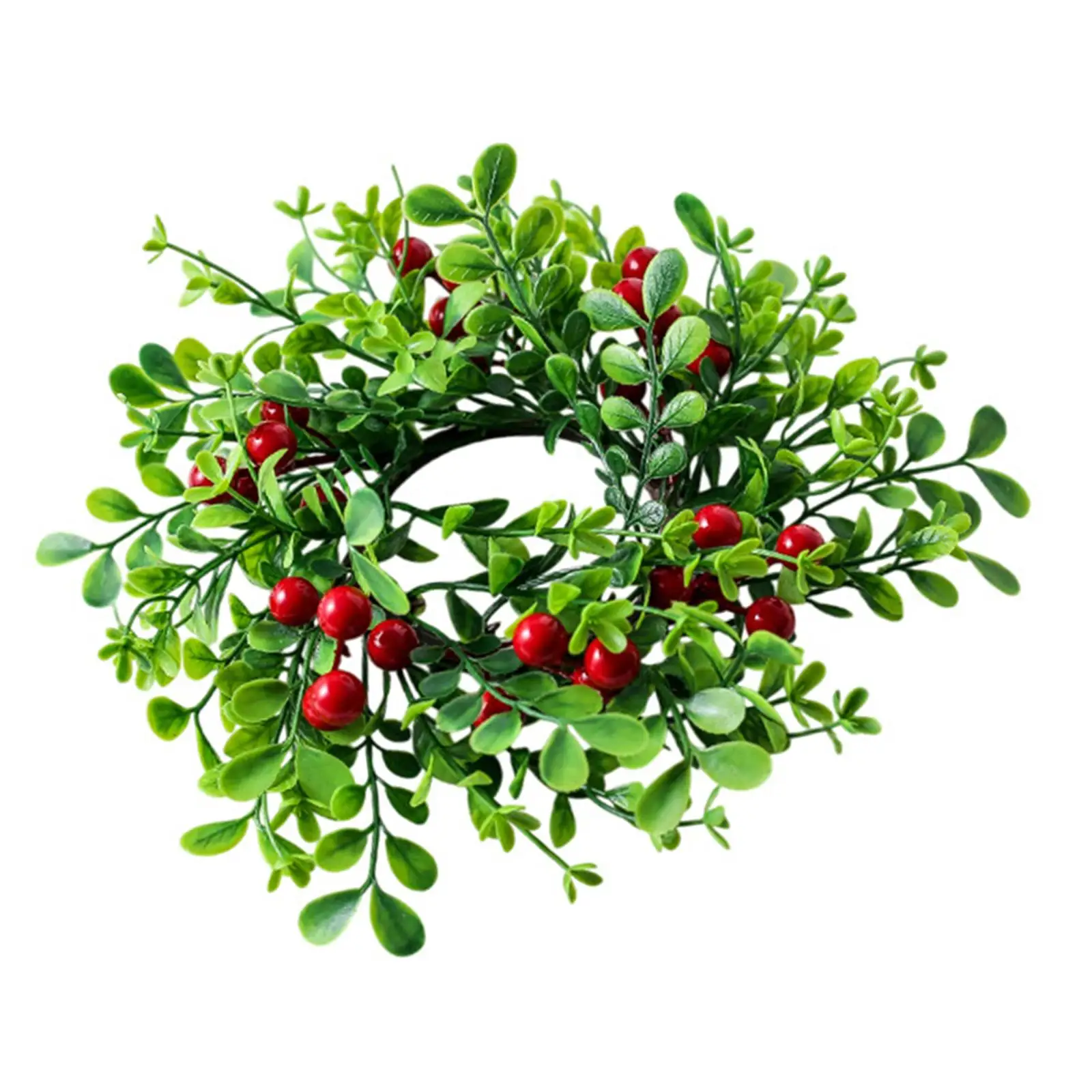 Christmas Candle Ring, Dining Chairs Kitchen Gift Party Farmhouse with Red Berries Round Candle Garland Table Centerpiece Decor