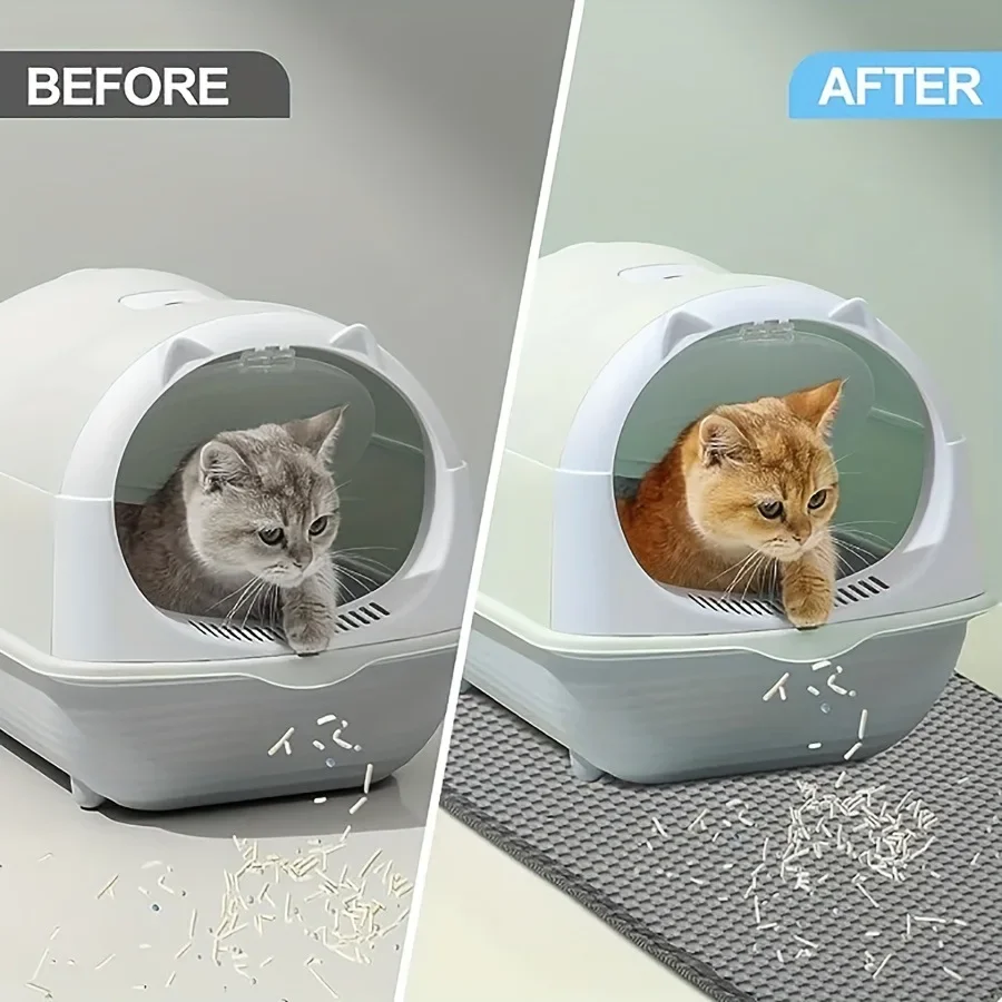 Estera de arena para gatos de 60x90Cm, almohadilla de arena para gatos de doble capa, impermeable, antideslizante, filtro de cuenco de arena, estera para caja de arena, productos para gatos - imagen 3