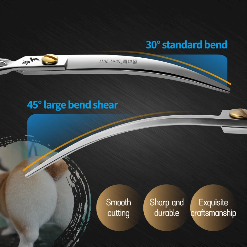 Fenice King Series VG10 acero 7/7, 5/8 pulgadas tijeras profesionales para el cuidado de perros y mascotas herramientas de tijeras finas curvadas rectas - imagen 4