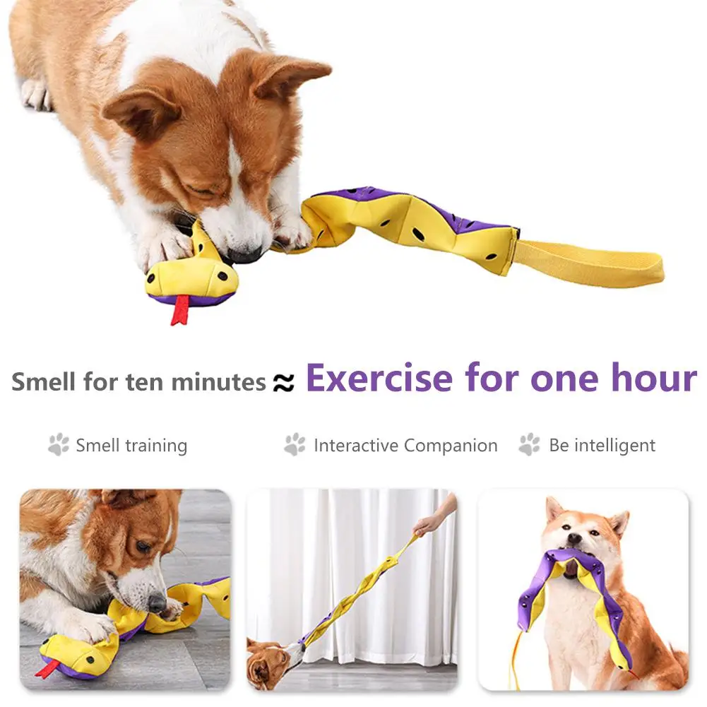 Juguete educativo resistente a las mordeduras para perros y mascotas, serpiente oculta de 2 colores, juguete para olfatear alimentos, aliviar el aburrimiento - imagen 3