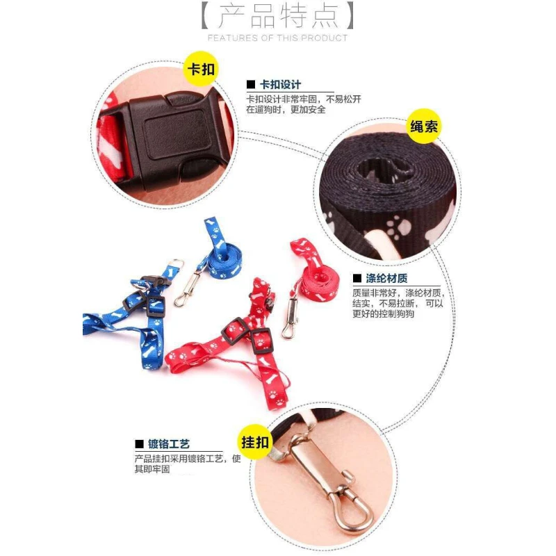 Correa de nailon ajustable para perros, arnés suave para mascotas pequeñas, plomo de entrenamiento para cachorros, gatos y conejos, Collar transpirable para caminar al aire libre - imagen 4