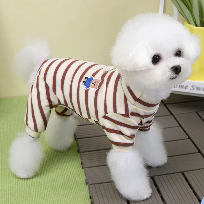 Ropa para perros de primavera y otoño, disfraz de tiras suaves, pijamas con cuello redondo, monos para perros pequeños, mono para cachorros Chihuahua Dachshund - imagen 5