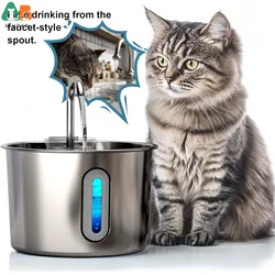 Fuente de agua para gatos silenciosa automática de acero inoxidable