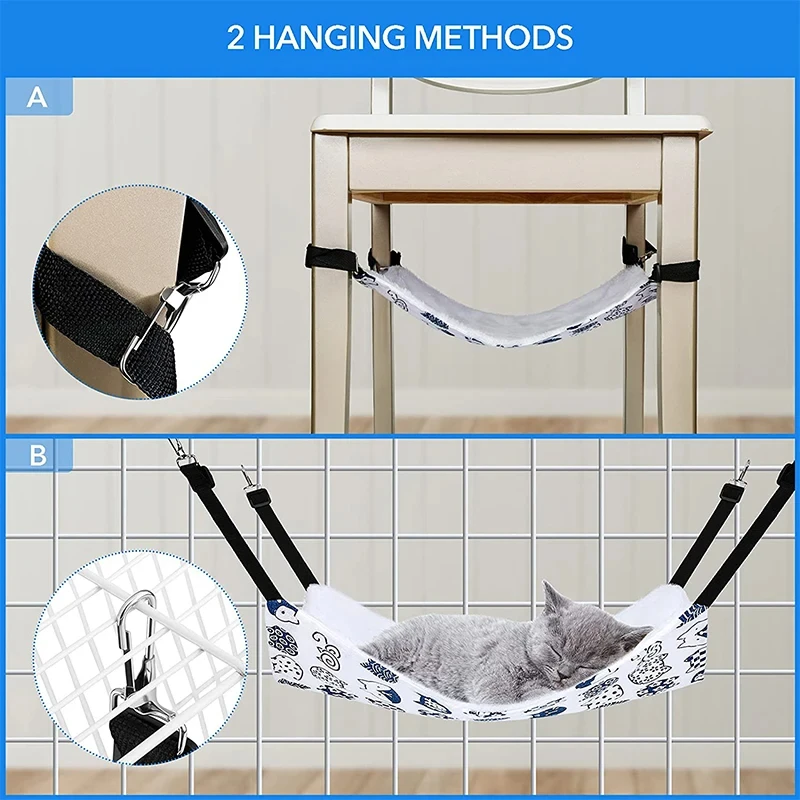 Hamaca colgante para gatos con correas ajustables, jaula para mascotas de doble cara, cama colgante, almohadilla para dormir para animales pequeños y mascotas - imagen 5