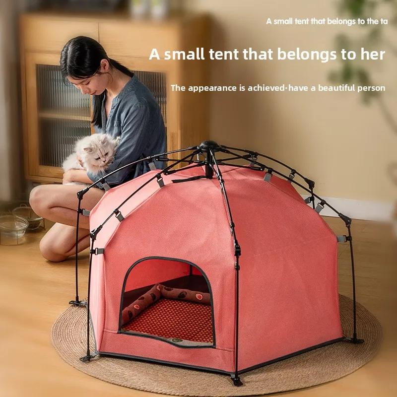 Jaula plegable para perros y gatos, cama especial de verano para campamento, valla, almohadilla de hielo, jaula para perros, suministros transpirables para gatos