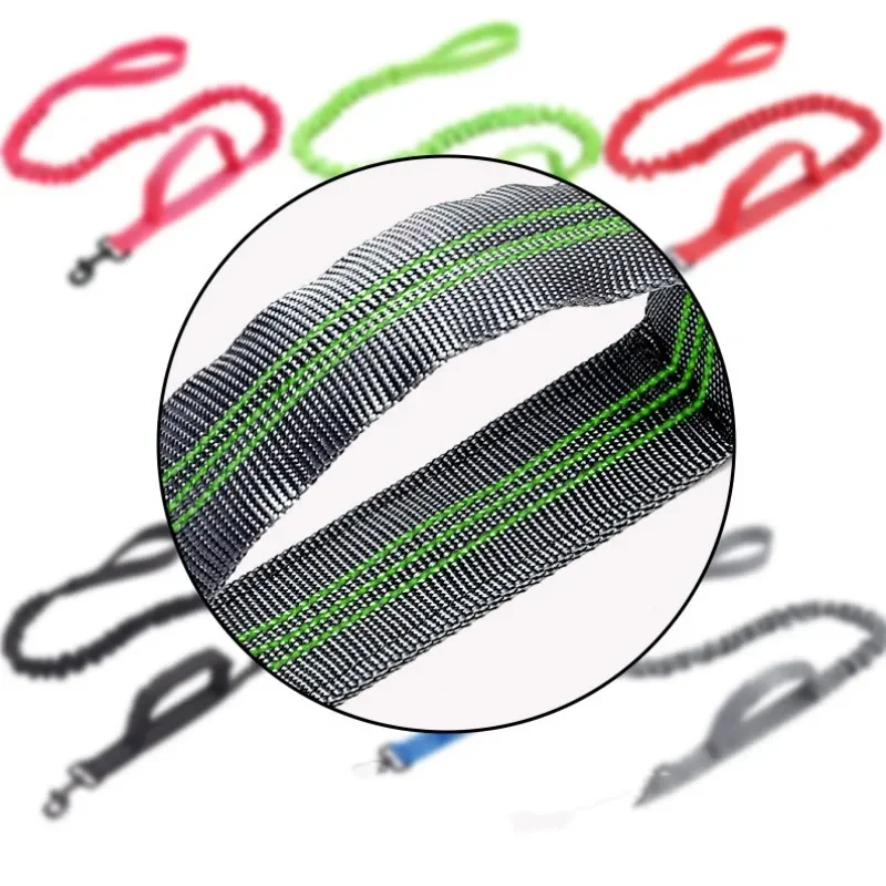 Correa de doble Mango para perro, cadena reflectante retráctil, elástica de nailon para Andador de mascotas - imagen 4