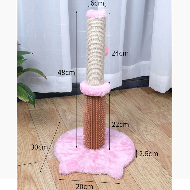 Poste rascador para gatos con cuerda de Sisal, cepillo masajeador de aseo, columna rascadora interactiva para garras de gato, interior - imagen 5