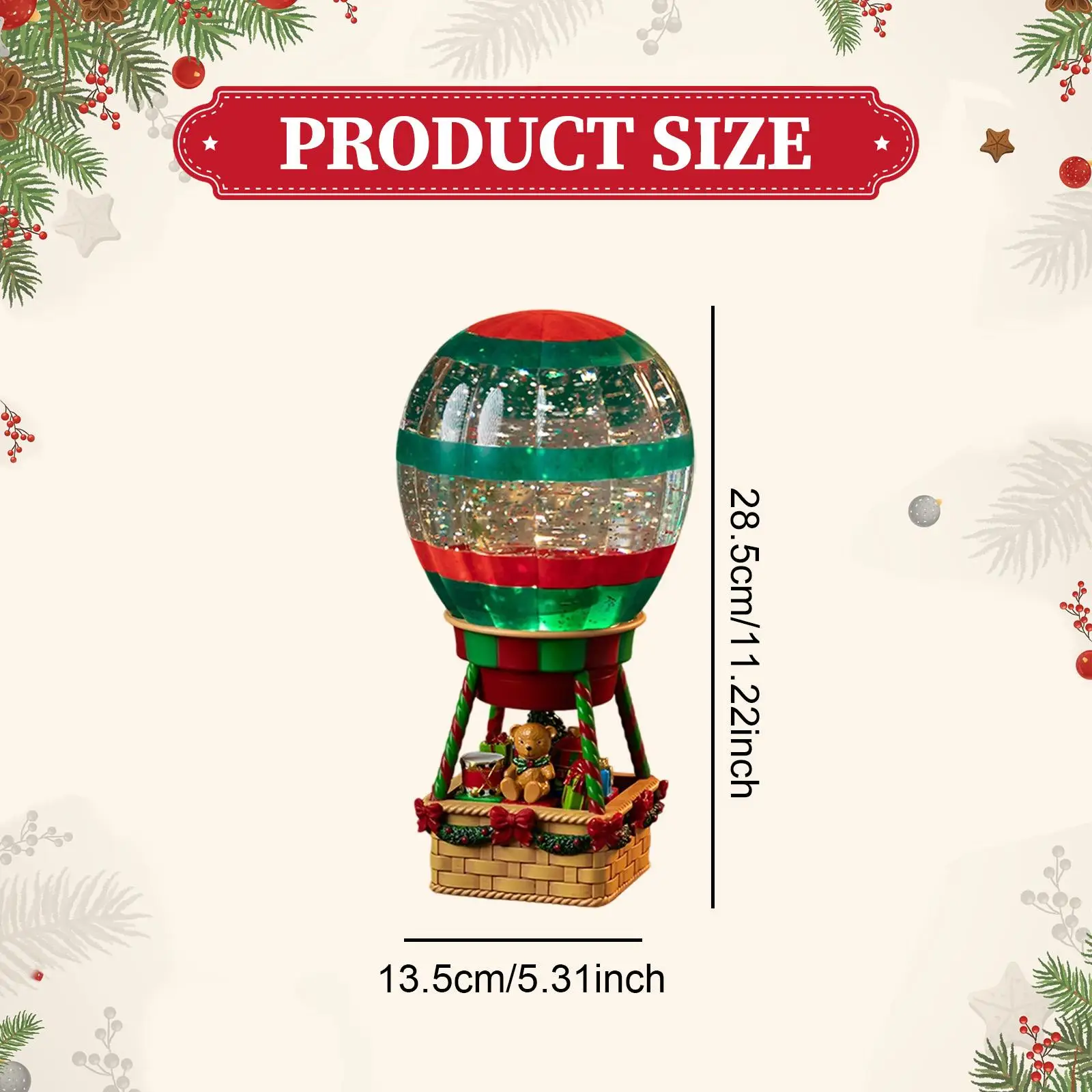 Christmas Snow Globe Water Globe Centerpiece Figurine Accent Home Decor with Music Songs for Fireplace Festive Colleagues