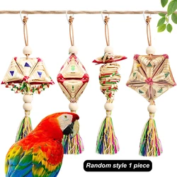 Juguete de paja colgante para loros – ejercicio y diversión