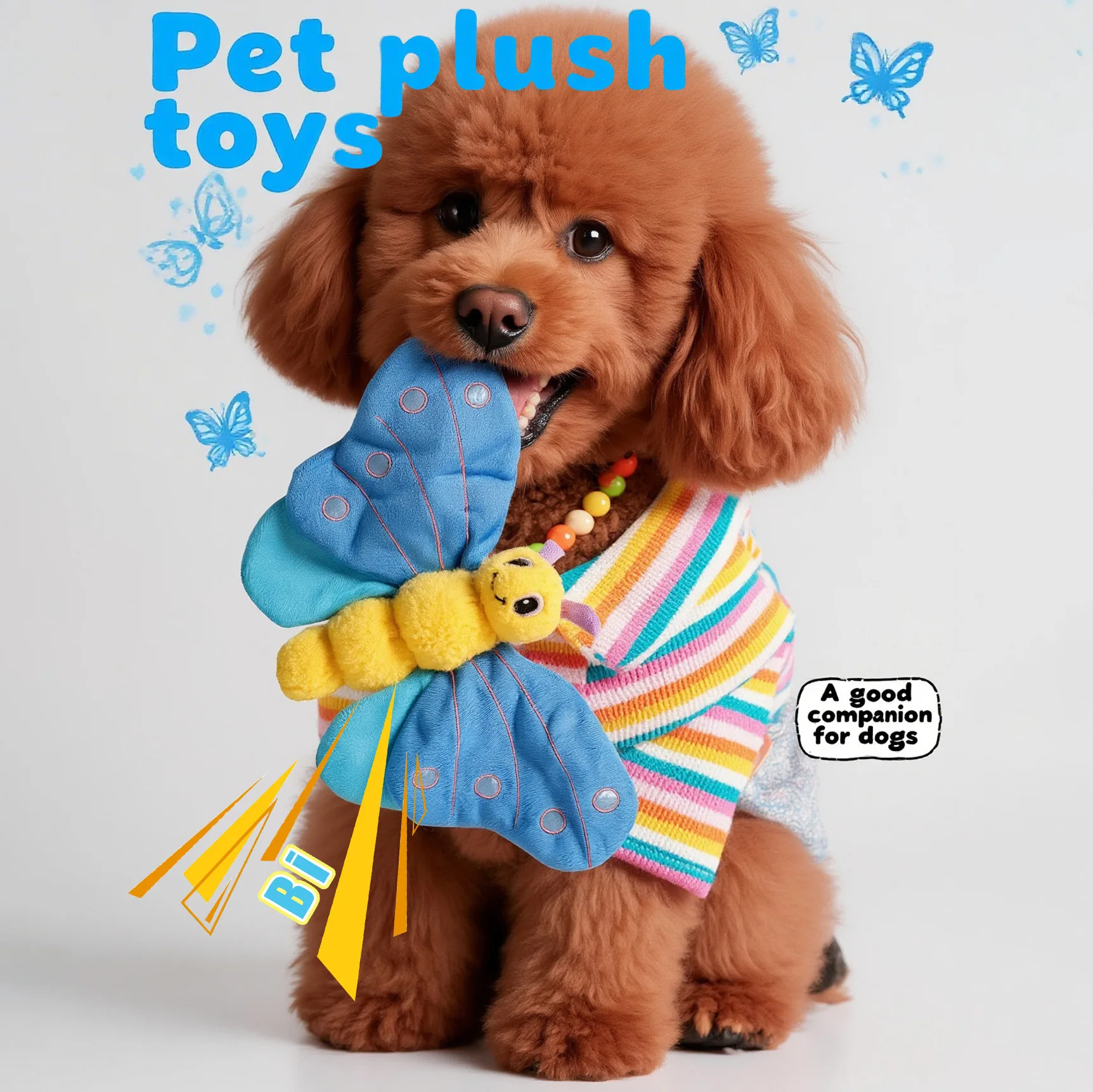 Juguetes chirriantes para perros con forma de mariposa, papel arrugado, juguetes de peluche para mascotas, juguetes molares interactivos para masticar para limpieza de dientes de cachorro - imagen 2