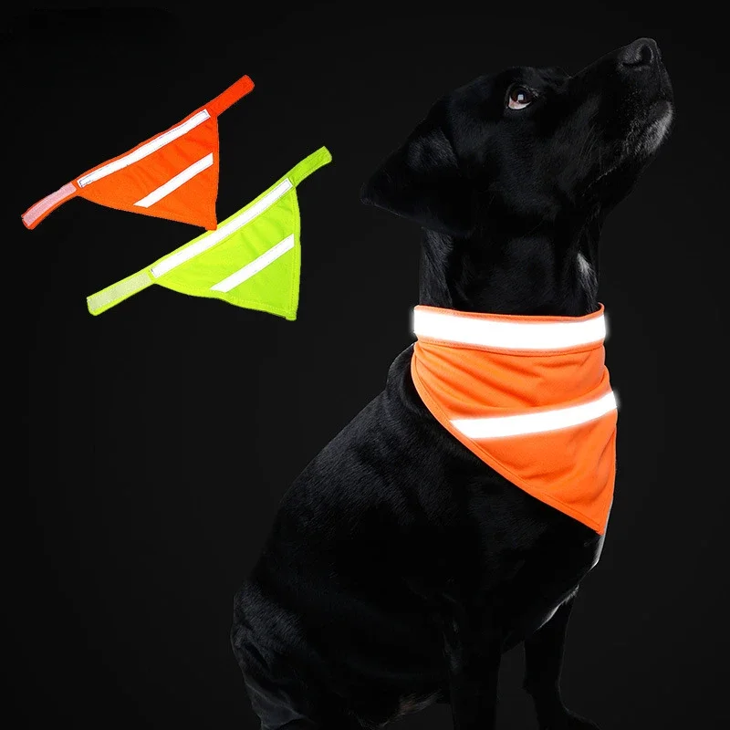 Pañuelos reflectantes para perros, toalla Triangular para mascotas, bufanda, babero de poliéster de Color brillante - imagen 5