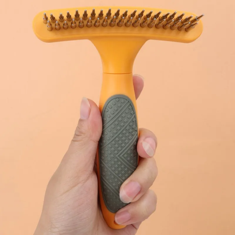 Cepillo de acero inoxidable para perros, peine de doble diente, peine para perros, nudo de pelo, cepillo de aseo limpio para mascotas, removedor de pelo para perros, suministros para mascotas - imagen 2