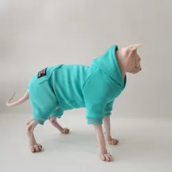 Abrigo gatos Sphynx Devon Rex forro polar capucha – Otoño invierno