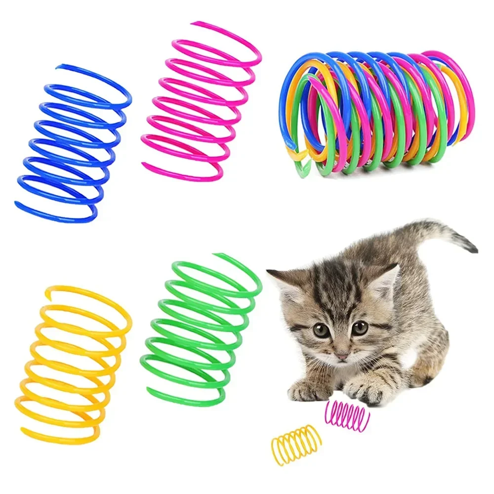 Juguetes de plástico para mascotas, bobina de colores para gatos, resorte en espiral, juguete interactivo para actividades, ejercicio de caza, 4/8 piezas - imagen 5