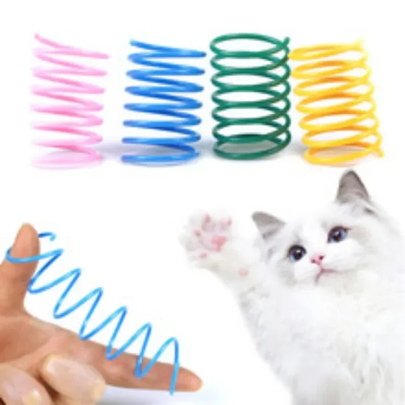Juguetes de plástico para mascotas, bobina de colores para gatos, resorte en espiral, juguete interactivo para actividades, ejercicio de caza, 4/8 piezas - imagen 4